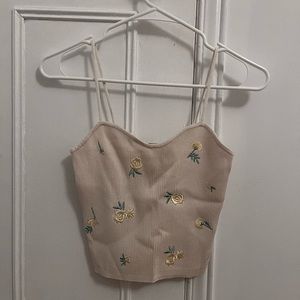 Floral embroidered tank top